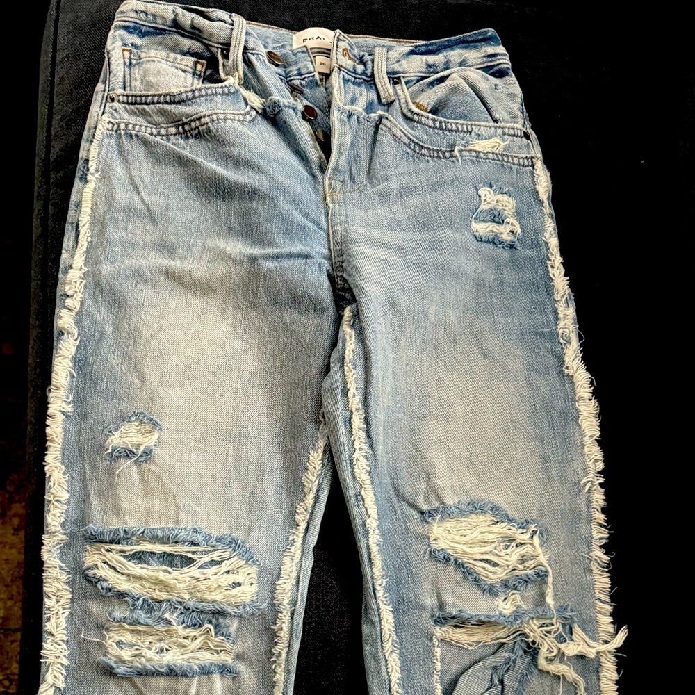 Frame Blue denim with distressed details size 26
